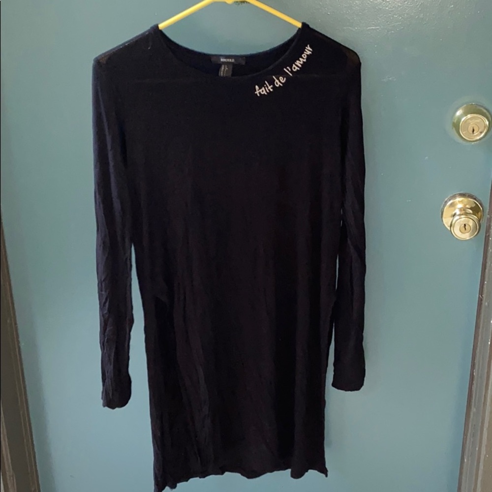 Black Long Sleeve Long Shirt